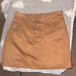 BCBGeneration Brown Lace-Up Mini Skirt